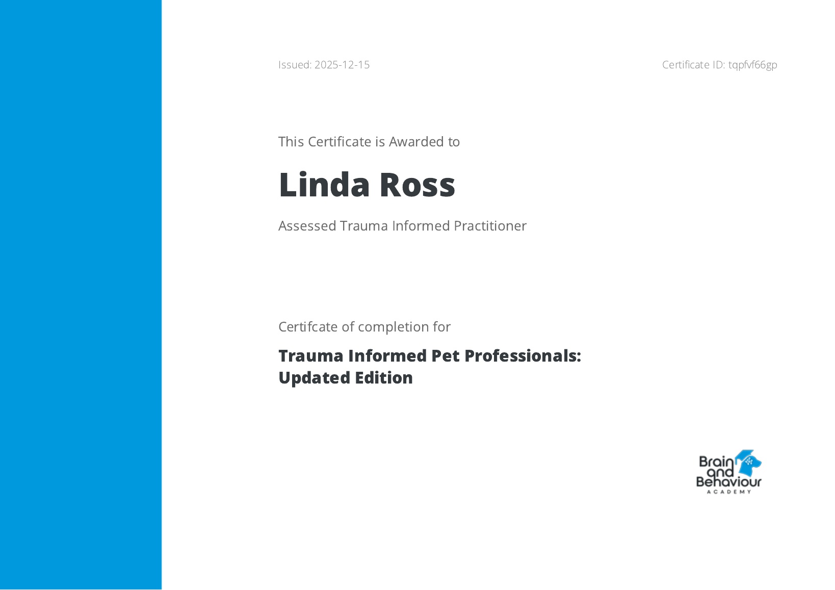 Trauma Informed Professional certificate